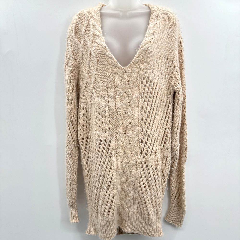Prabal Gurung 100% Cashmere Cable Knit Sweater Sz M Blush Pink Open Knit Luxury